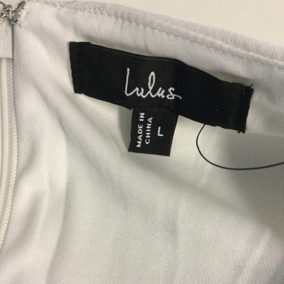 LULU'S SZ L Beaming Perfection White Pearl Organza Tie-Strap Mini Dress NEW B40 - Picture 8 of 10